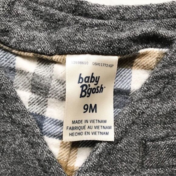 Oshkosh gray plaid lined vest EUC 9 months - Picture 4 of 5